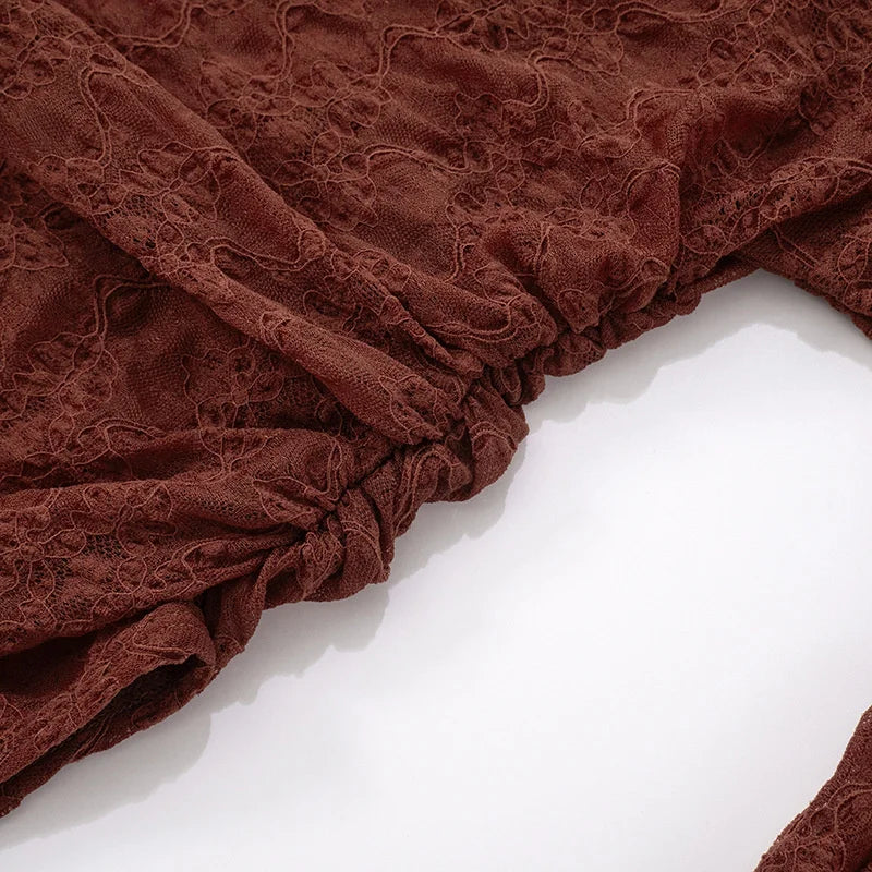 שמלת מקסי בעיצוב שסע ותחרה בעיטור קשירה - WINE