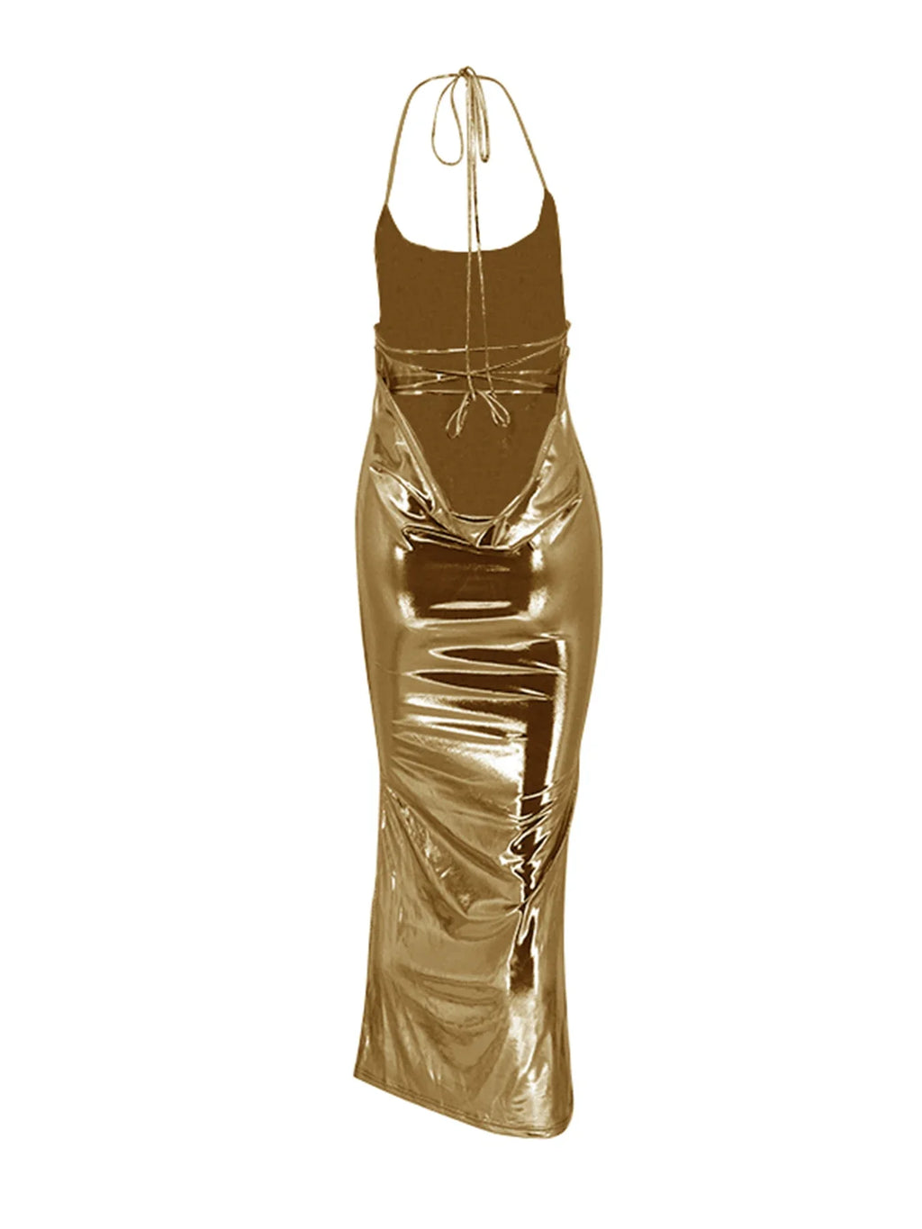 שמלת מקסי גב פתוח סטייל מטאלי - ALEXA