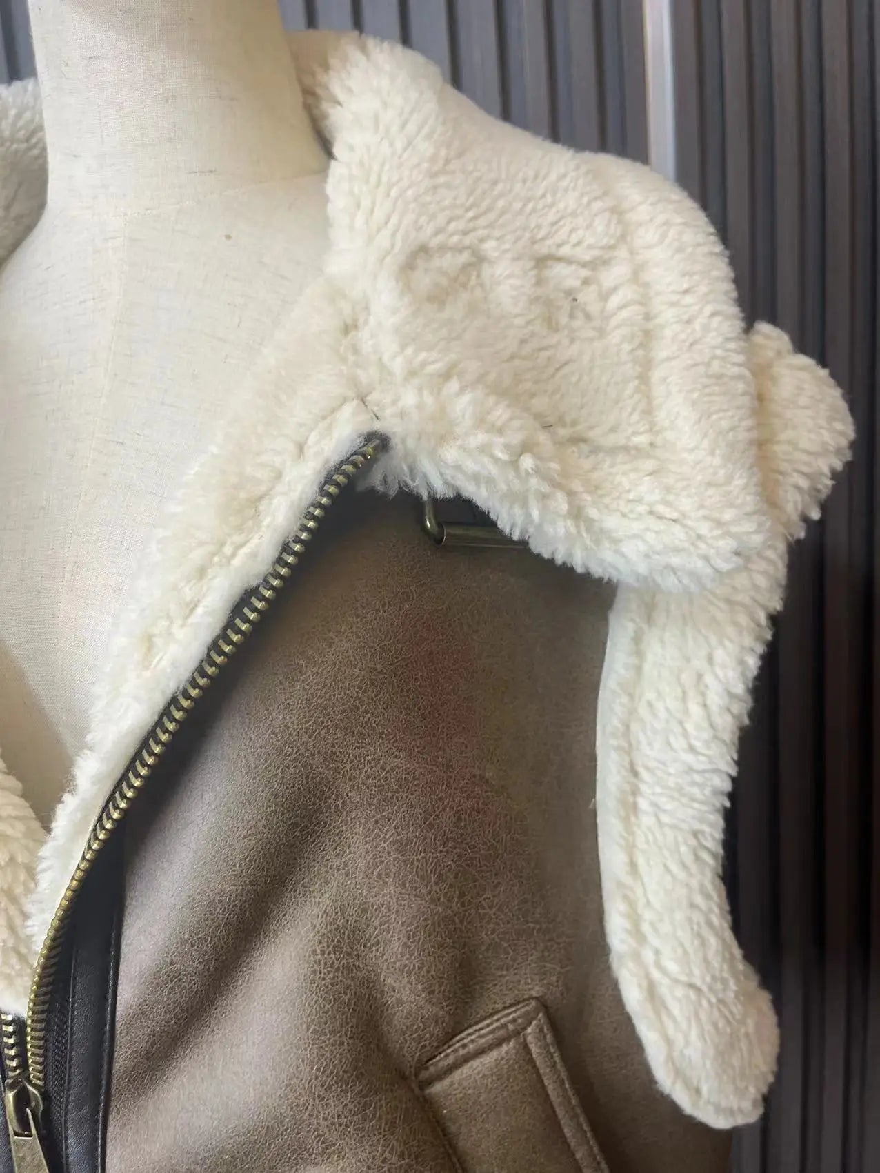 ווסט עור צמר פנימי - קארי