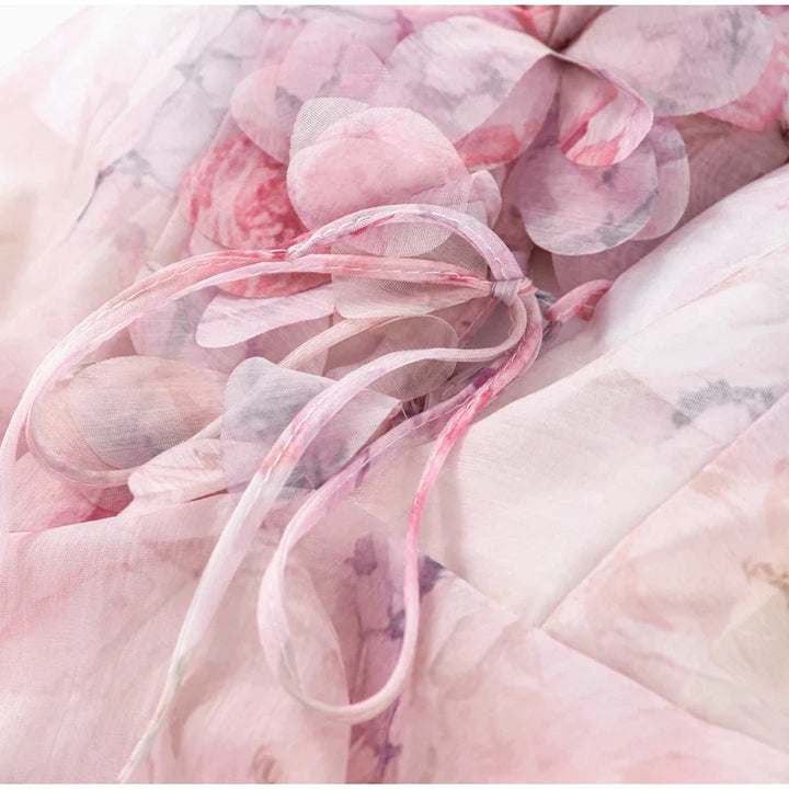 3D Floral Design Tulle Mini Dress - Isabella