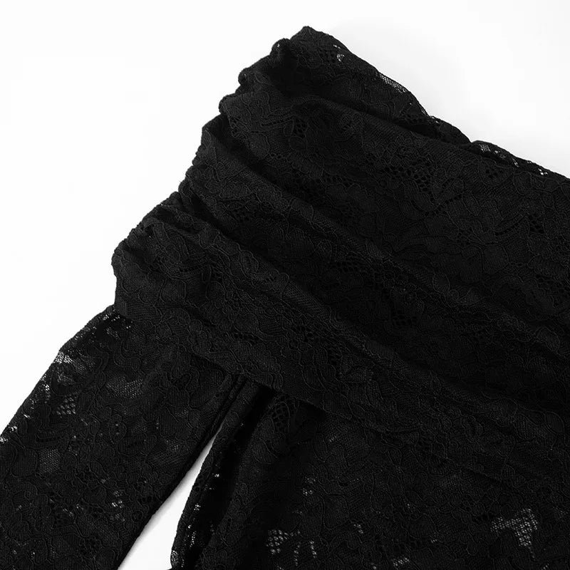 אוברול תחרה בעיטור שובל כתפיים חשופות - גפן