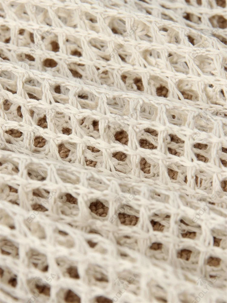 שמלת מיני חוף רשת בעיצוב צווארון פולו - Indie