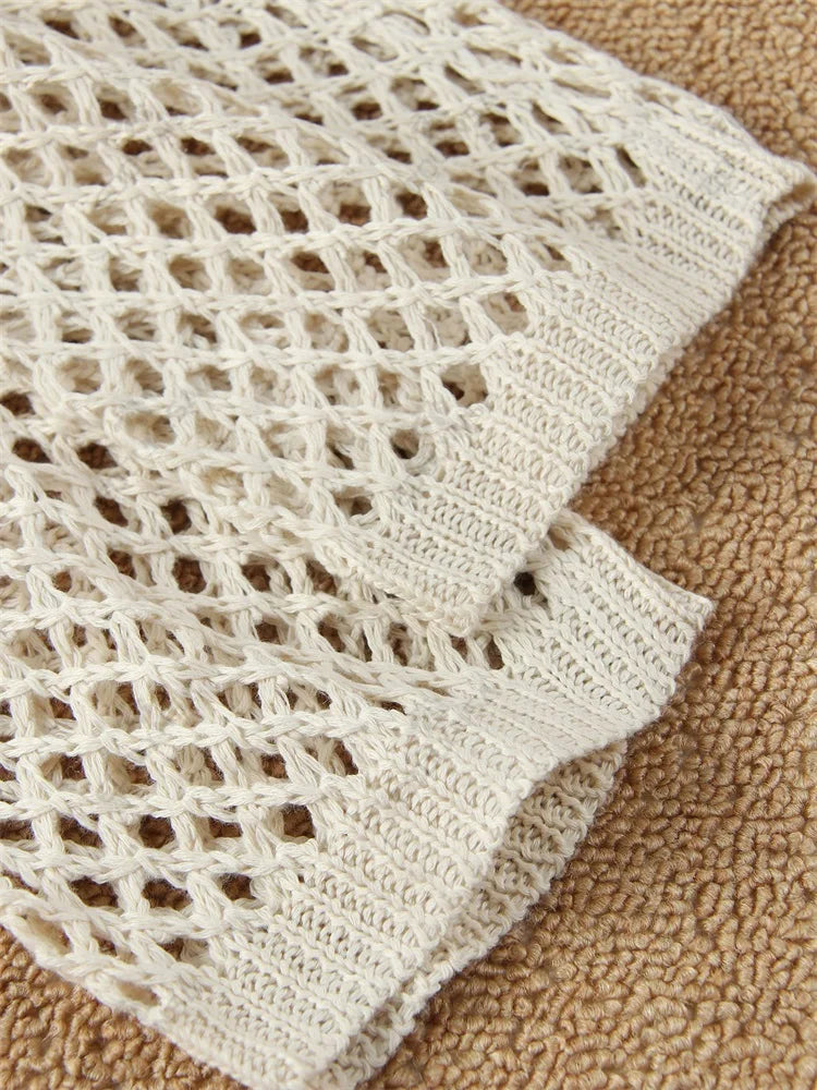 שמלת מיני חוף רשת בעיצוב צווארון פולו - Indie