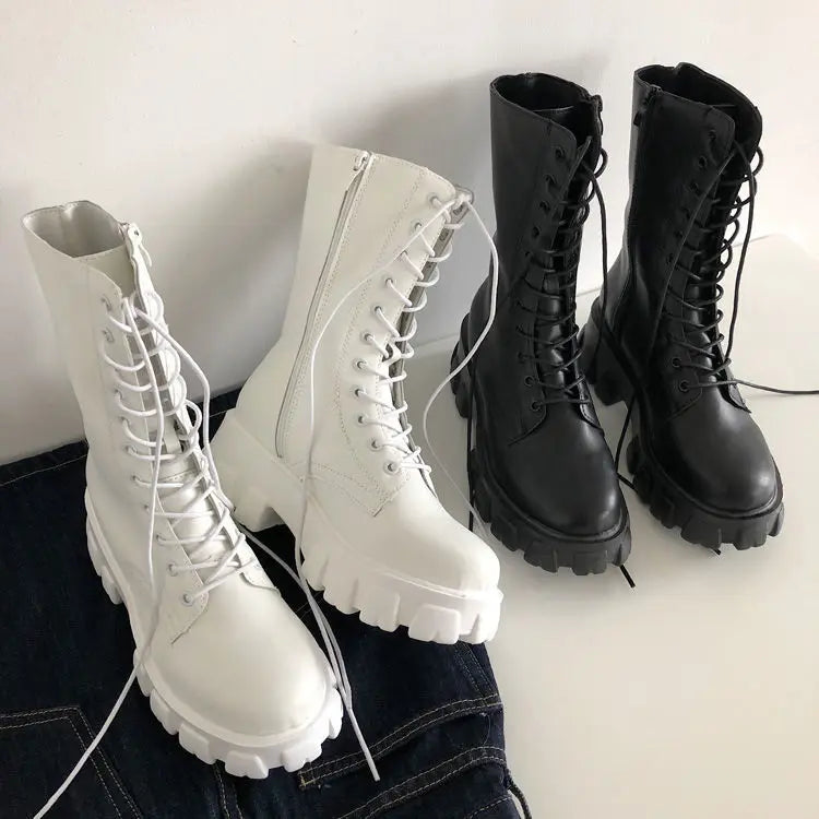 Faux leather rain boots with lace-up design - Martin