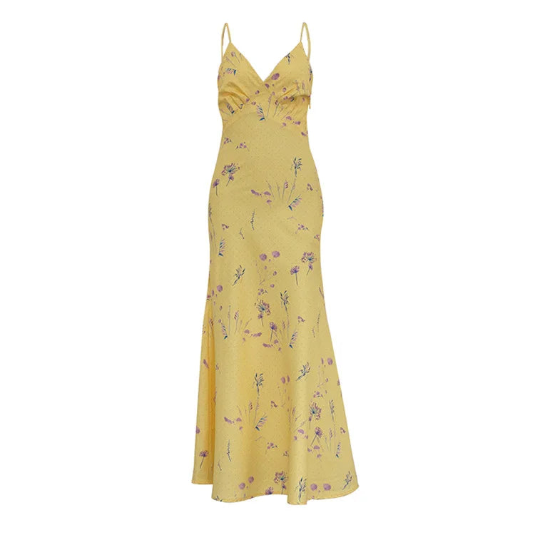 שמלת מקסי סאטן בעיטור הדפס פרחוני - Baylee