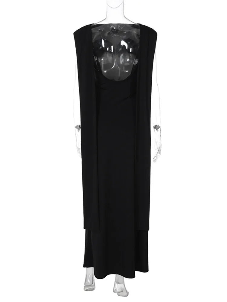 שמלת ערב מקסי אלגנטית גב פתוח בעיטור שובלים - עטרת