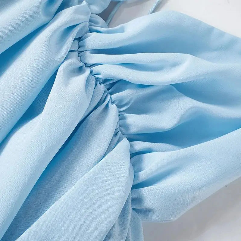 שמלת מיני שיפון מלמלה קשירות בגב - טולום