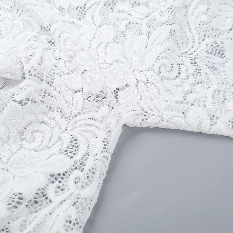 אוברול תחרה מכנסיים ארוכים בעיצוב גב פתוח בעיטור אבזמים - ברייטון