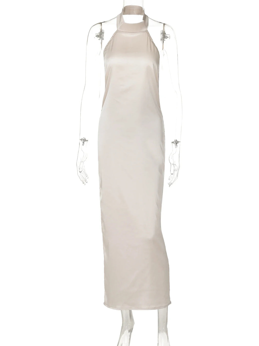 שמלת מקסי סאטן קולר גב פתוח - Lilly