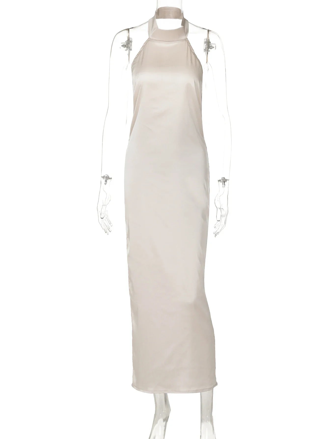 שמלת מקסי סאטן קולר גב פתוח - Lilly