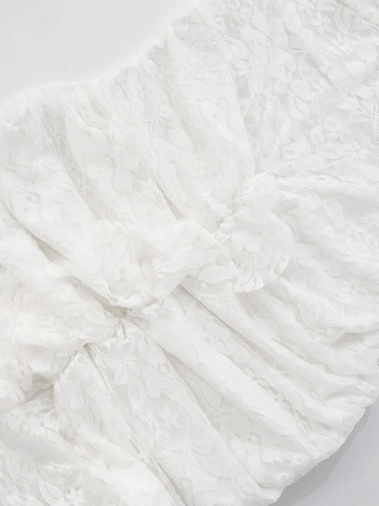 שמלת מקסי תחרה בעיצוב שסע בעיטור מלמלה - רוזלין