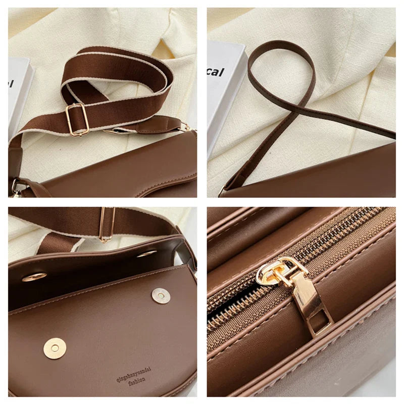 Faux leather bag with thick strap