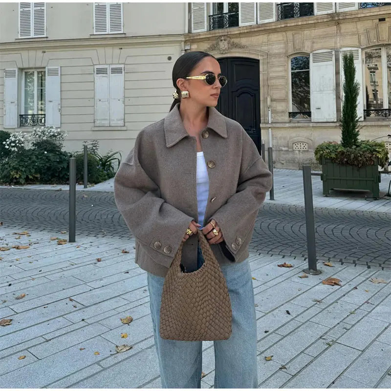 ג'קט צמר קצר בעיטור כפתורים - ג'יימס