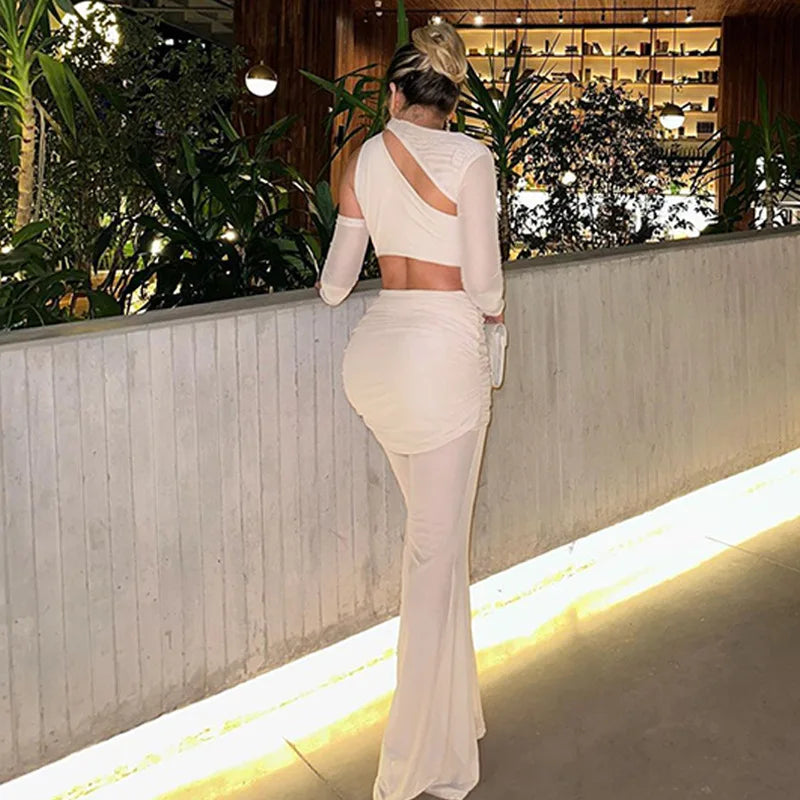 סט שני חלקים בעיצוב רשת מכנסי פדלפון וטופ -  Alison