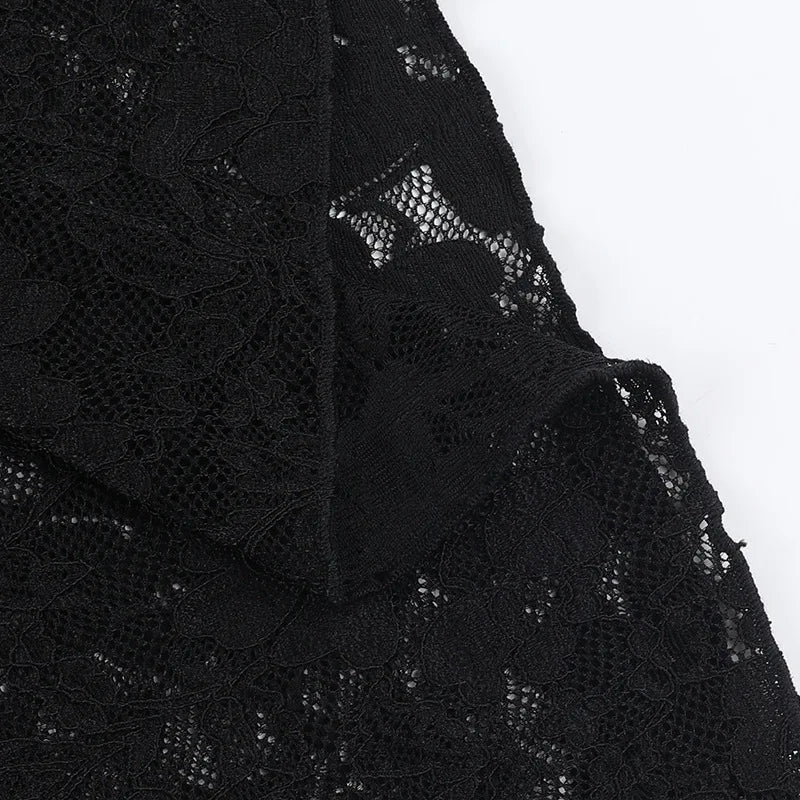 שמלת מקסי תחרה גב פתוח צווארון נופל - וניליה