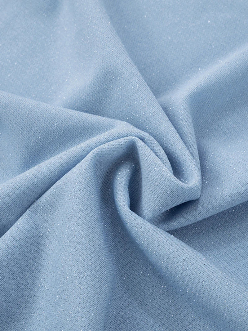 סט שני חלקים בעיצוב בד נשפך טופ צווארון נופל גב פתוח וחצאית מקסי - סקרלט