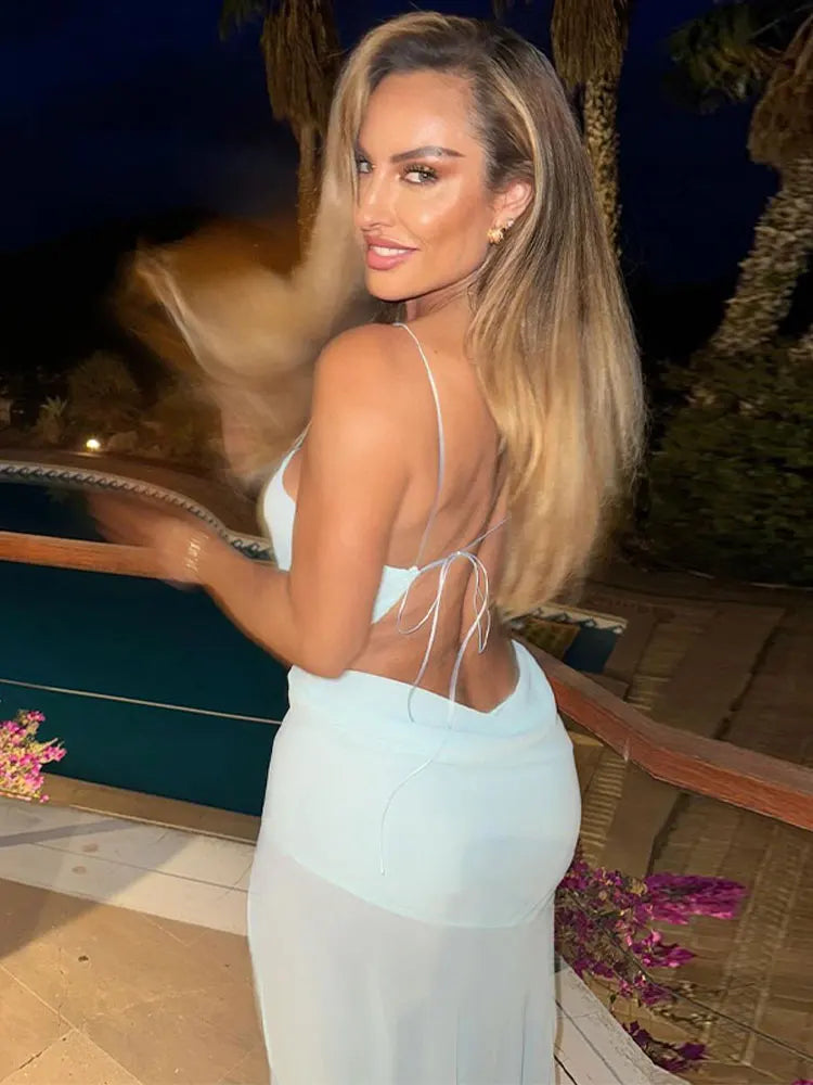 שמלת מקסי בעיצוב מיוחד בעיטור שסע - לימסול