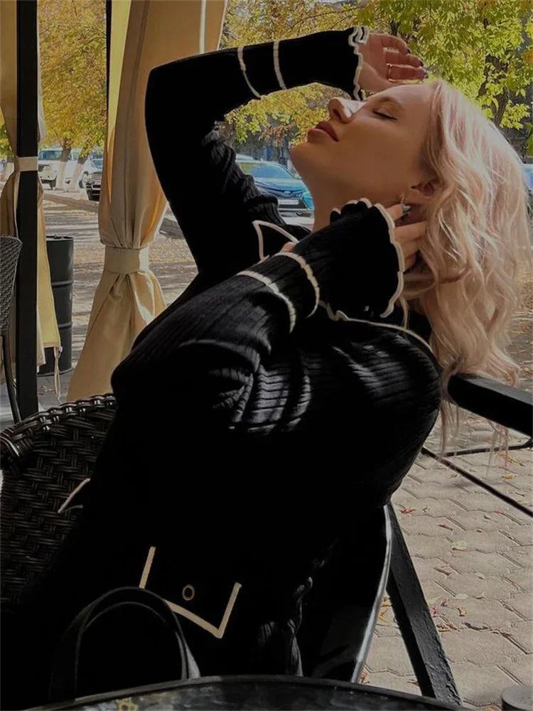 שמלת מקסי / מיני סרוגה בעיצוב אירופאי - Marceline