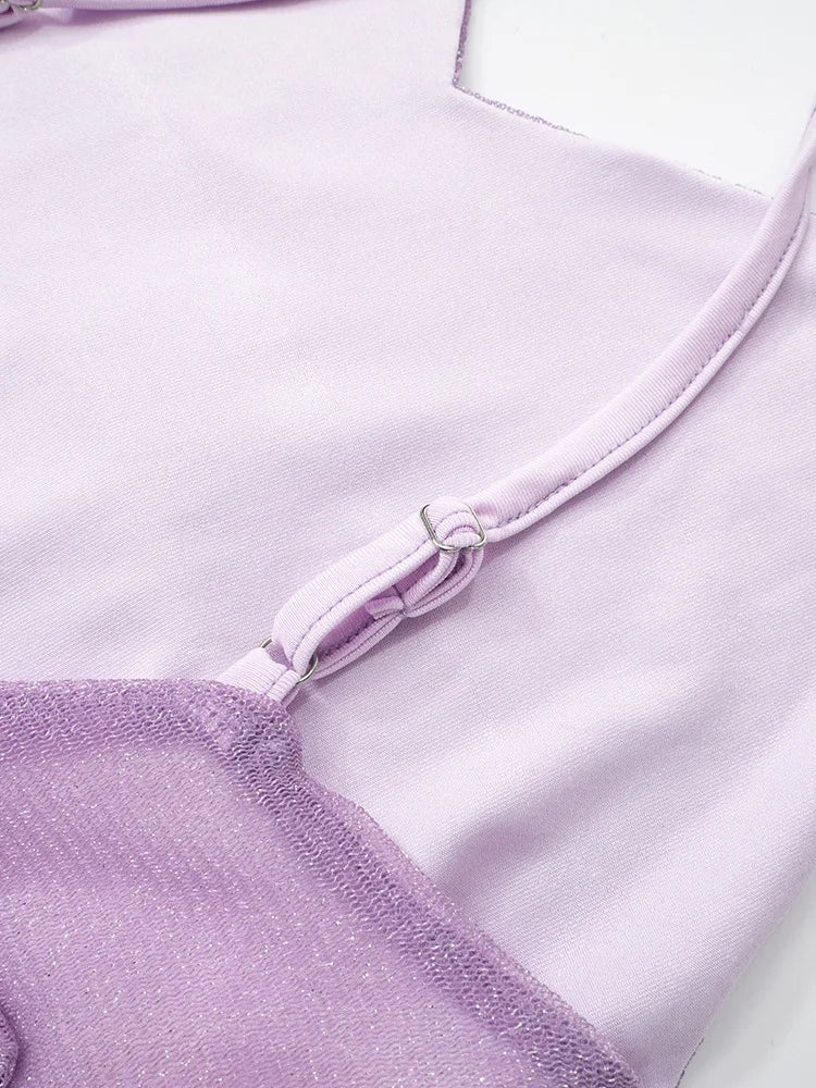 שמלת מקסי נצנצים בעיטור מלמלה ופפיון - נואלה