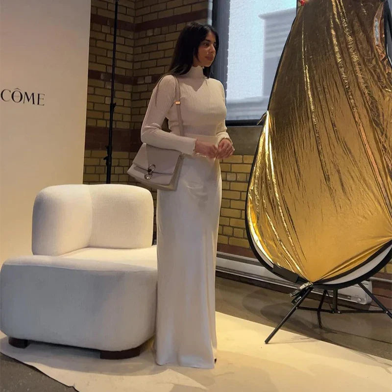 שמלת מקסי בד קרפ - נוי