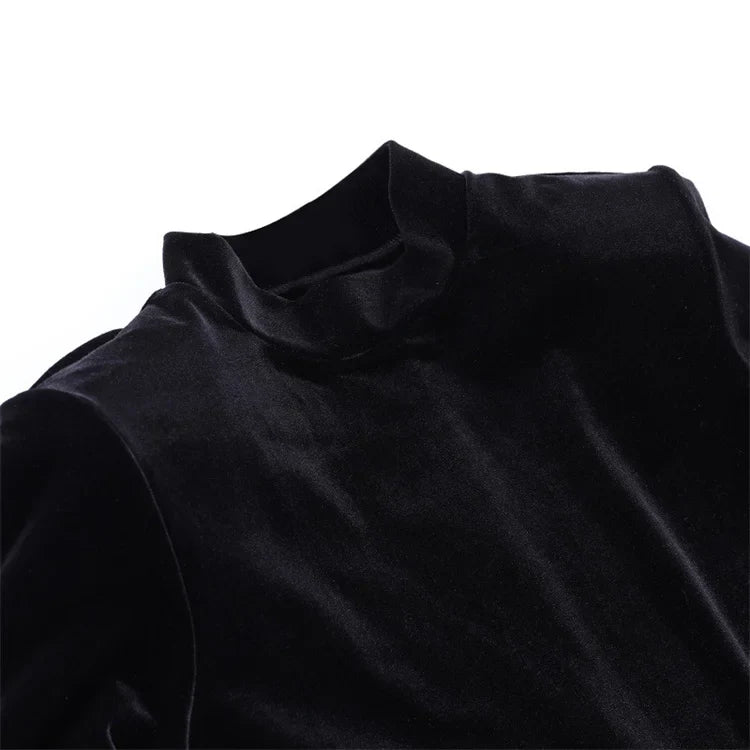 שמלת מיני גולף קטיפה בעיצוב כיווצים - Julia