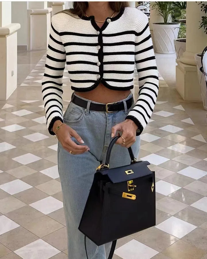 קרדיגן פסים בעיטור כפתורים - פריז