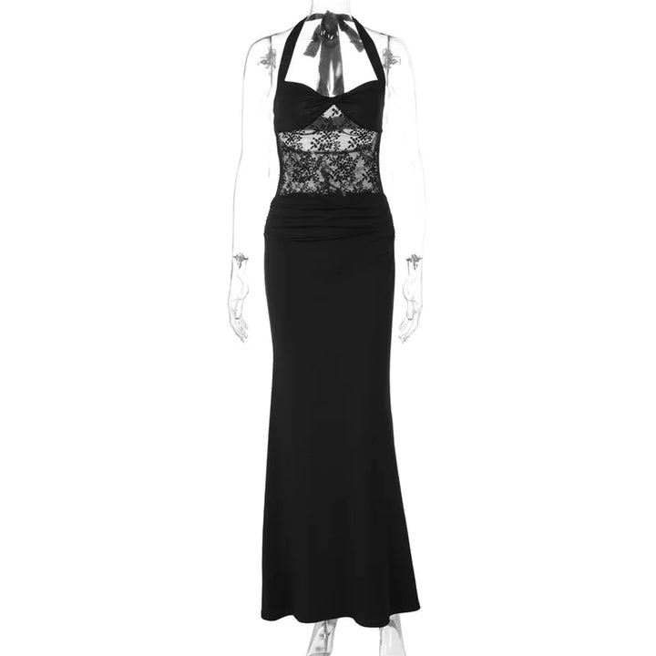 Maxi dress with lace design and open back - Nahora
