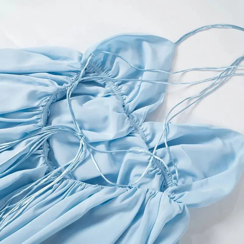 שמלת מיני שיפון מלמלה קשירות בגב - טולום