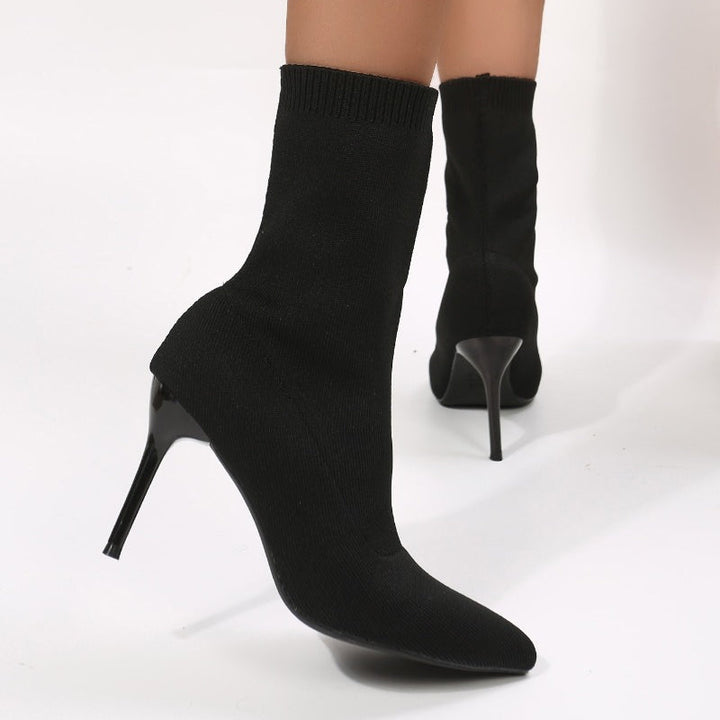 Glitter Pointed Toe Sock Boots - Ashley