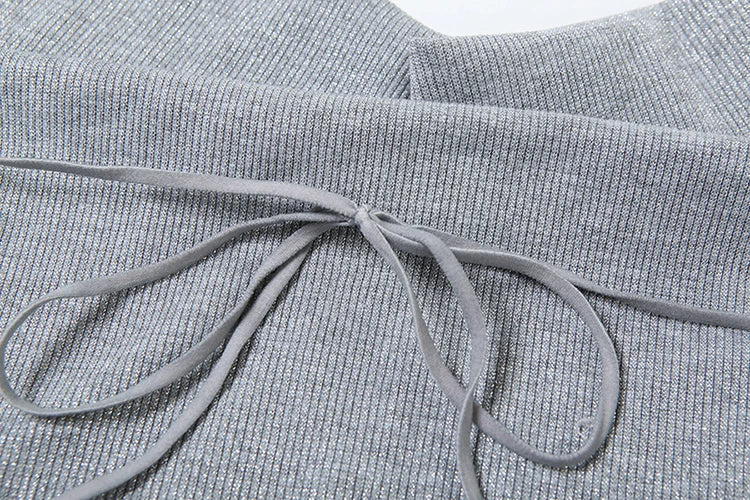 שמלת מקסי נצנצים סרוגה צווארון נופל גב פתוח - Gracie