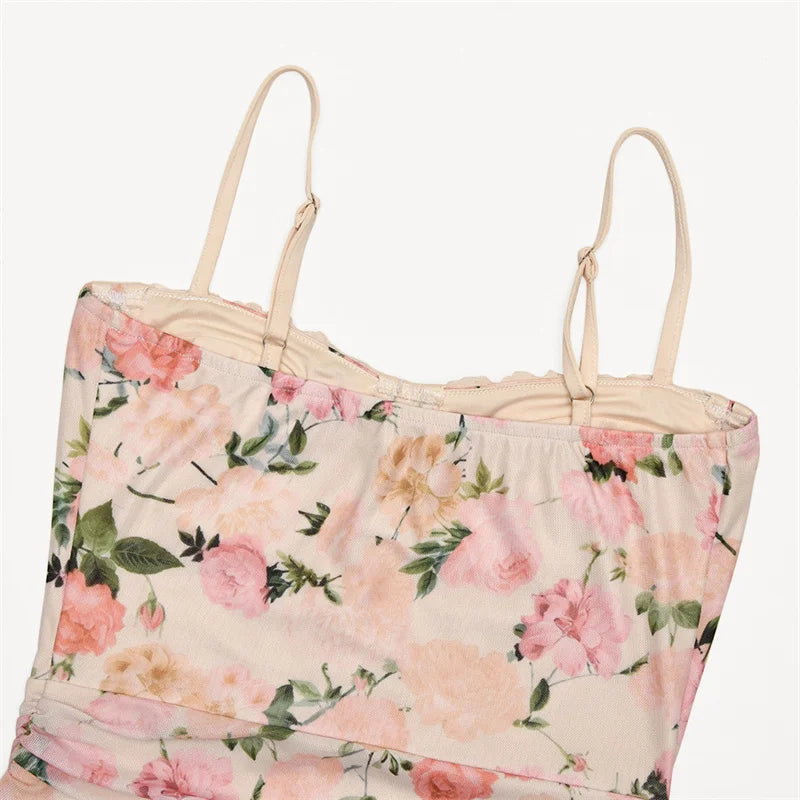 Floral chiffon maxi dress with a corset design - Liana
