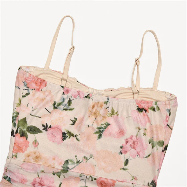Floral chiffon maxi dress with a corset design - Liana