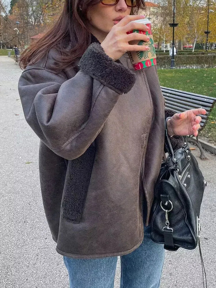 מעיל זמש פרווה פנימית - מולי