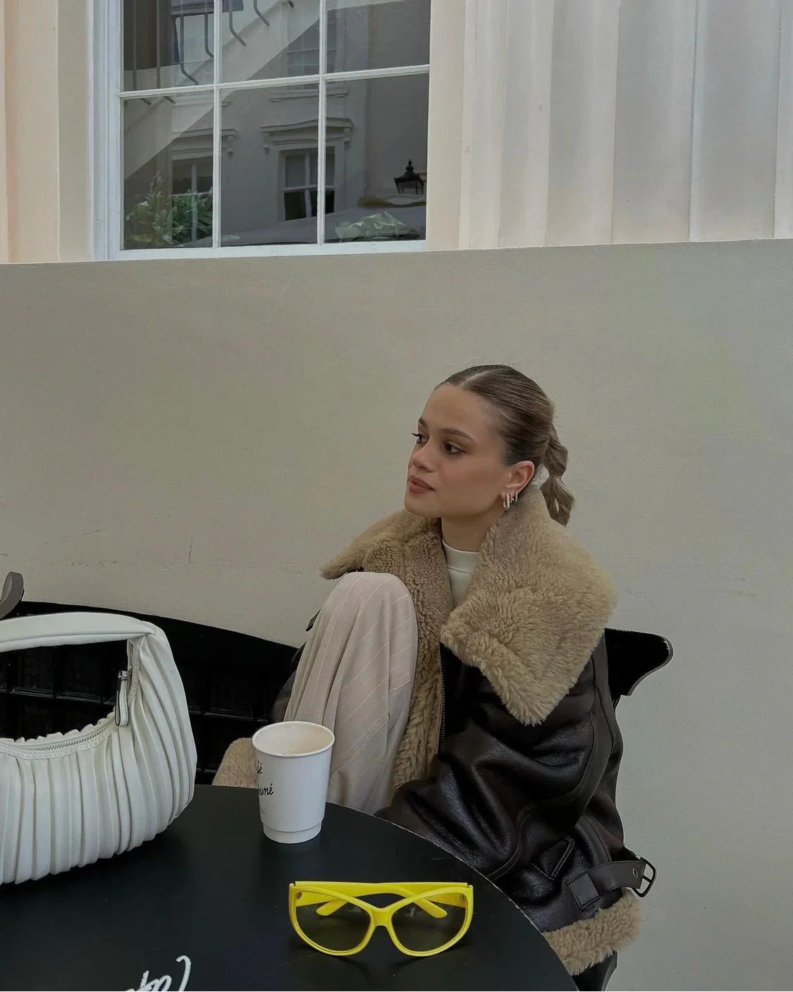 מעיל עור פרווה פנימית - קנדי