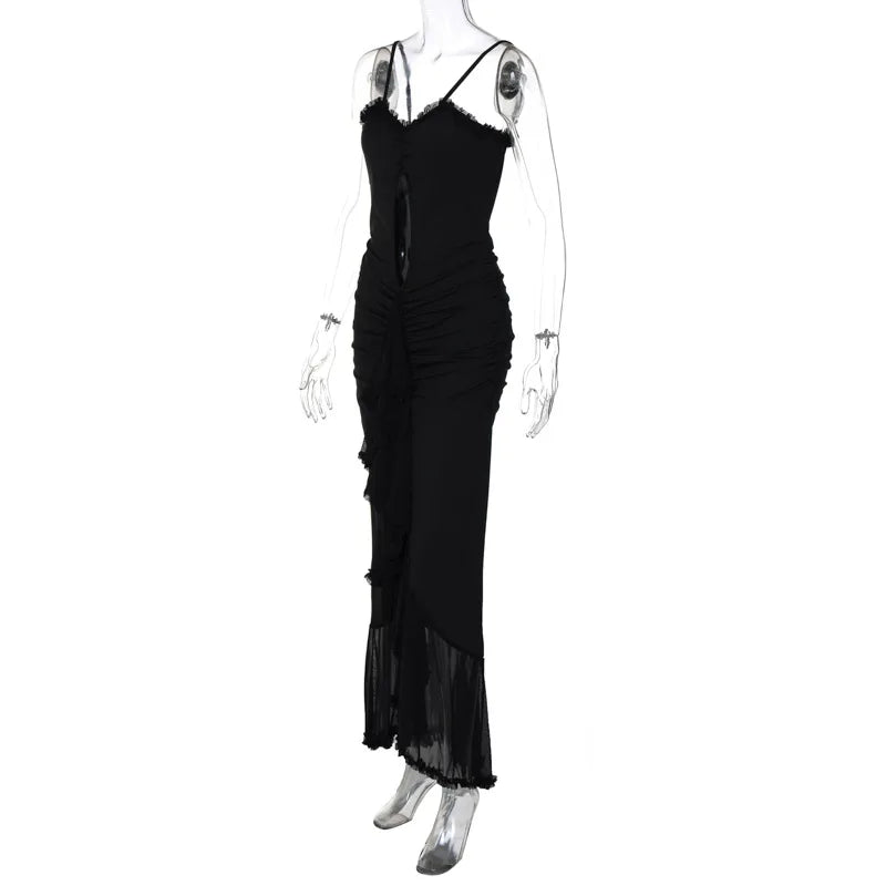 שמלת מקסי מלמלה בעיטור שיפון - מון