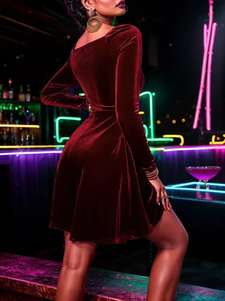 שמלת מיני קטיפה בגזרת A - ג'וד