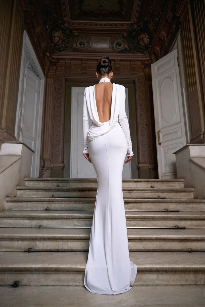 Elegant open back halter maxi dress - LARIAN