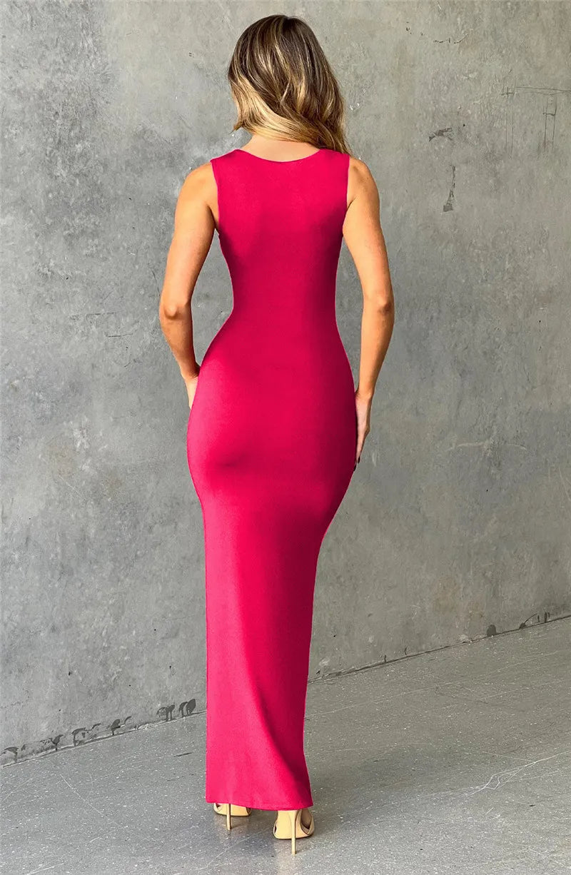 שמלת ערב מקסי אלגנטית בד מחטב ומחמיא - עונג