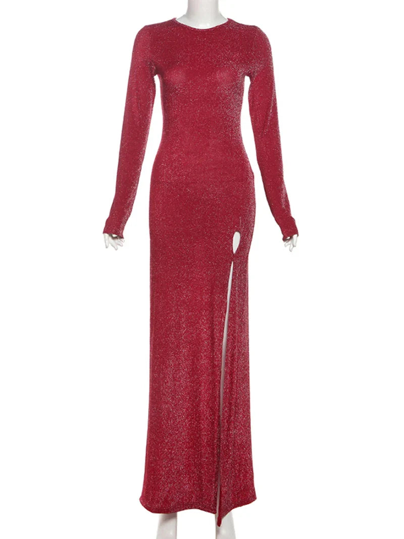 שמלת מקסי נצנצים בעיצוב שסע עמוק - Harlow