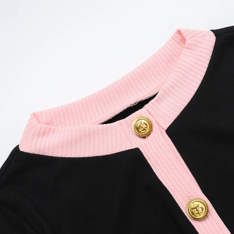 אוברול קצר סרוג בעיצוב מחויט בעיטור כפתורים - Hattie