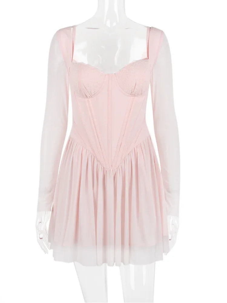 שמלת מיני שיפון בעיצוב מחוך - ROSIE