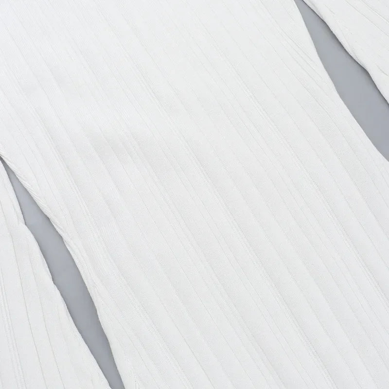 שמלת מקסי סרוגה כתפיים חשופות שרוולי פעמון - סאלין