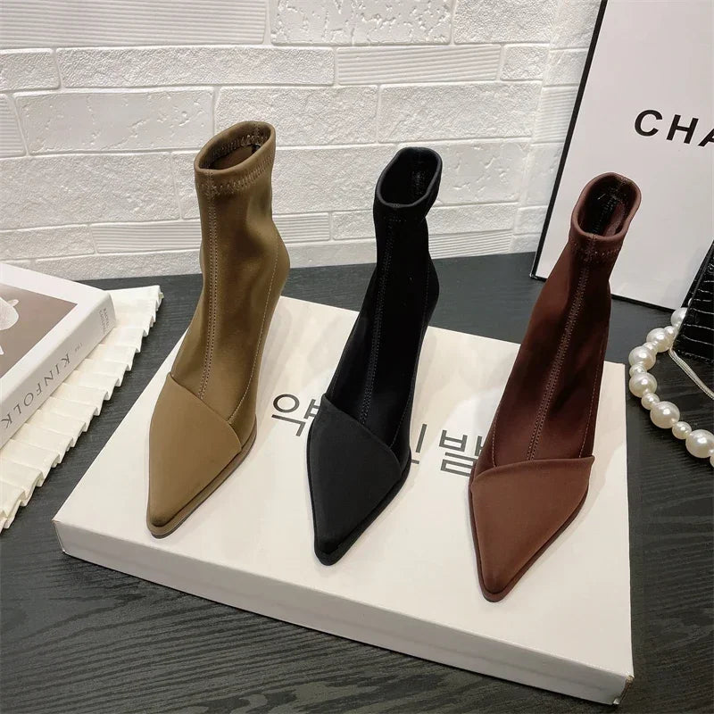Silk satin pointed toe boots - Liran