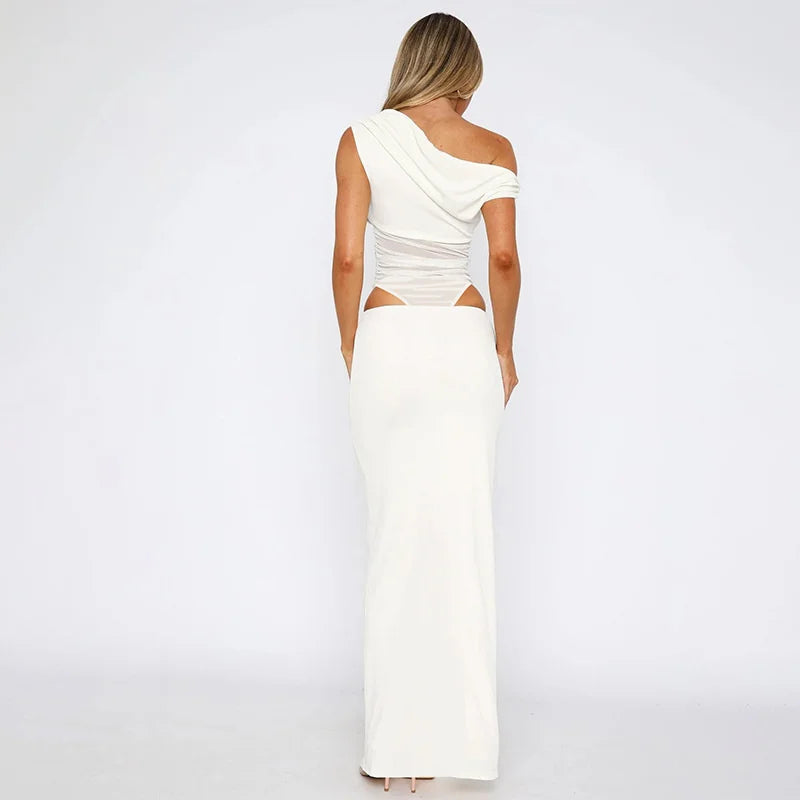 שמלת מקסי בעיצוב רשת ופתחים כתפיים חשופות - הלסיה