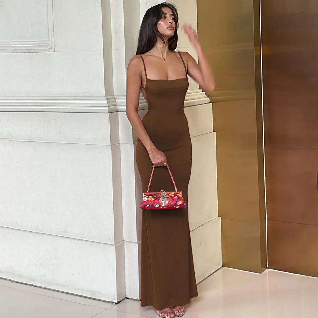 שמלת מקסי צמודה גב פתוח - ארינה