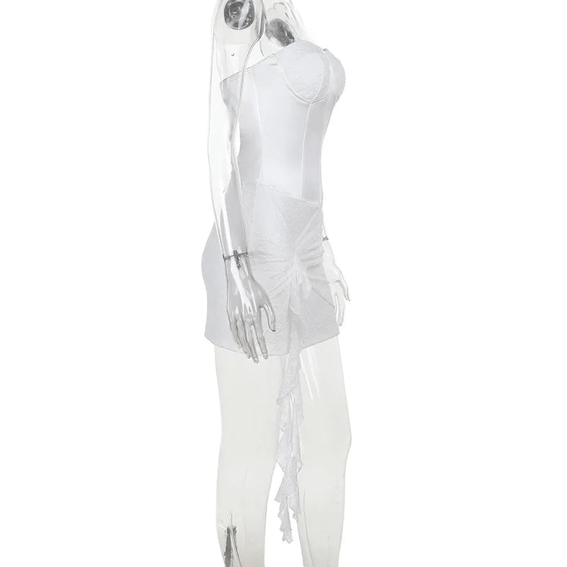 שמלת מיני סטרפלס בעיטור תחרה - מריאן