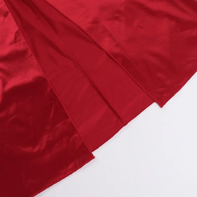 שמלת מקסי סאטן גב פתוח בעיצוב קולר ושסע  - נסטיה