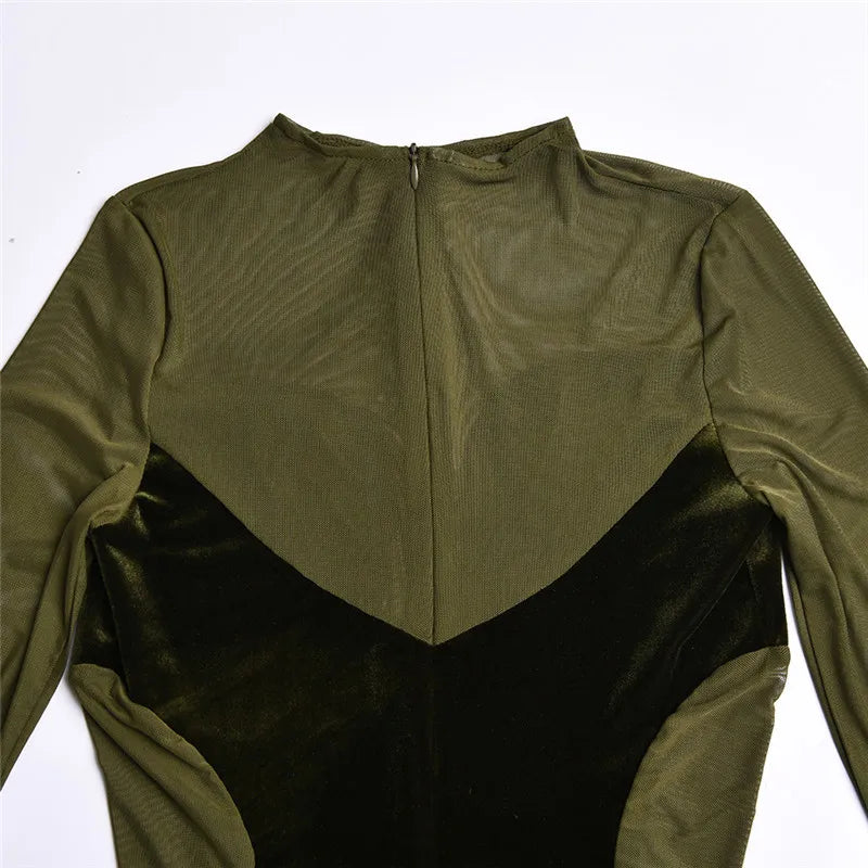 שמלת מקסי קטיפה בעיצוב רשת - סער