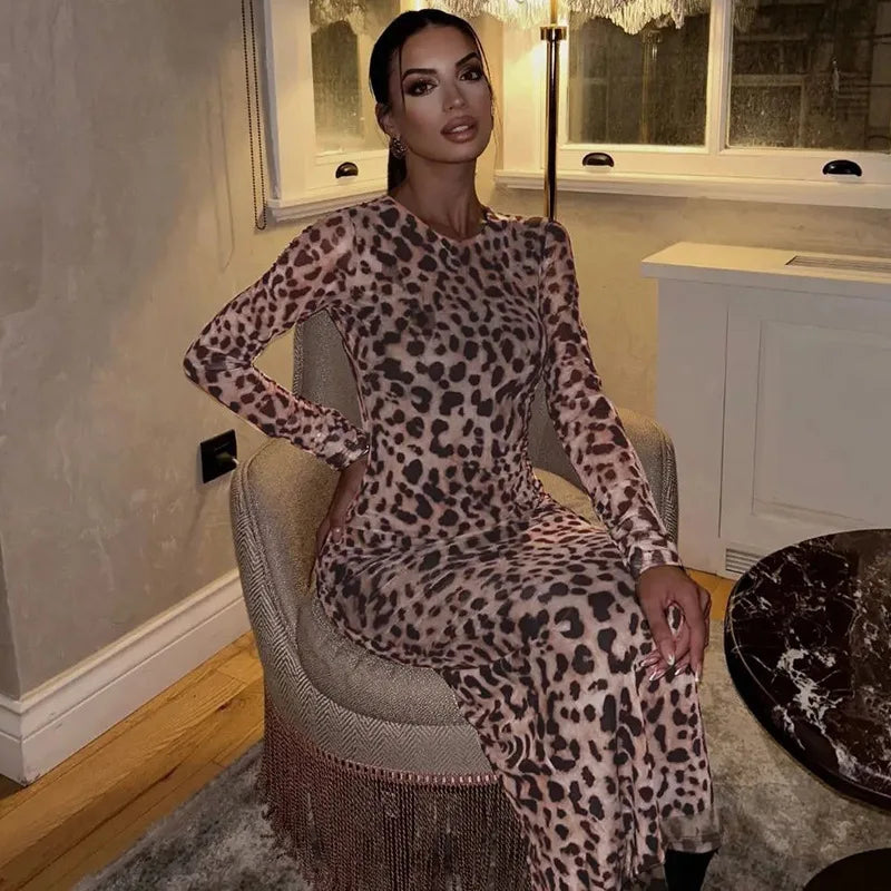 שמלת מקסי שיפון מנומרת - טנזניה