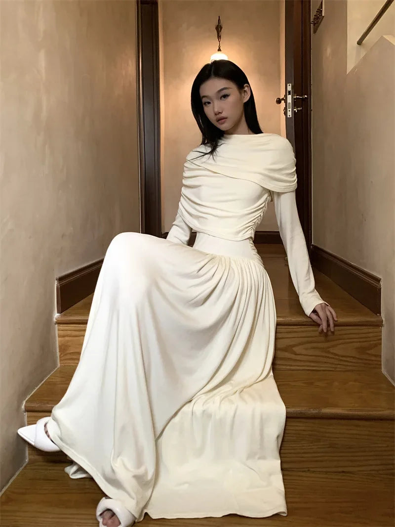 שמלת מקסי ערב בעיצוב קיפולים - שרה